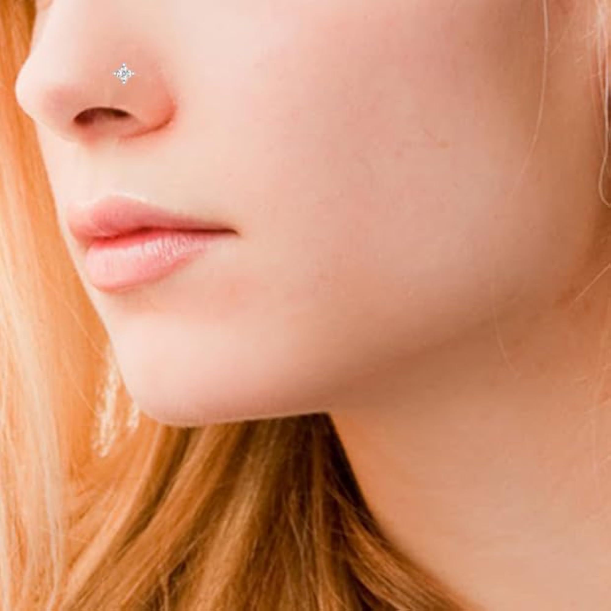 9K BIS Hallmarked White Gold Stud Nosering